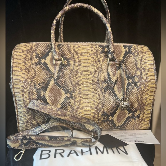 💛🖤BRAHMIN “CAVIAR FELIX SNAKE SPENCER” CARRYON UNDER-SEAT LUGGAGE-NWT💛🖤 - Picture 1 of 14